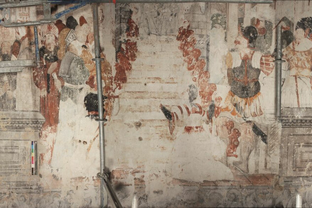 Jižní loď, východní pole, odkrytá malba Šalamounova soudu