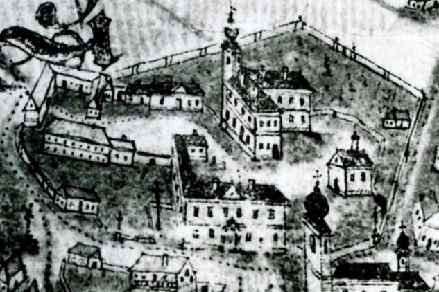 Jilemnice na Grauparově mapě z roku 1765 (vpravo uprostřed detail zámeckého areálu s kostelem sv. Alžběty)
