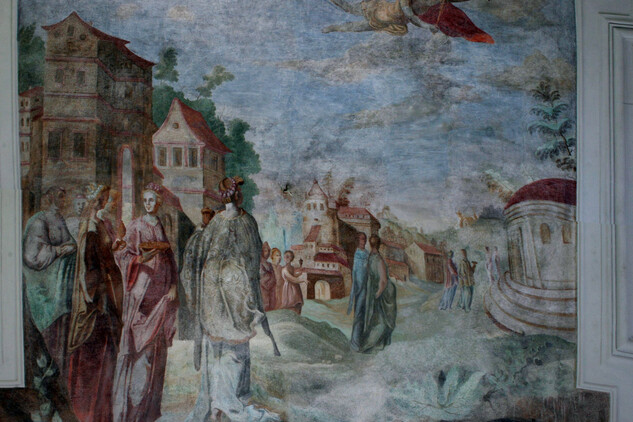 Barokní nástropní malba na zámku v Horažďovicích po restaurování
