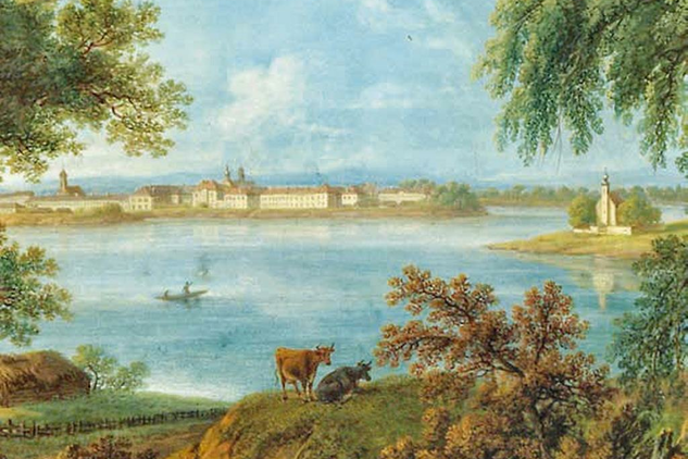 Pohled na Třeboň, 1804, kvaš, detail, SHZ Český Krumlov. Obr. nepodléhá Creative Commons.