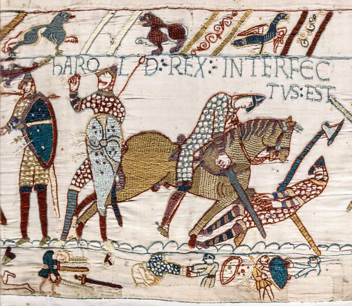 Wikimedia Commons – Bayeux Tapestry, Scene 57, public domain (Myrabella 2013)