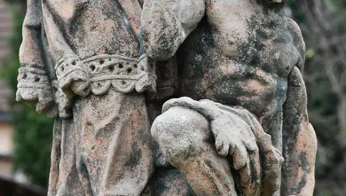 Plzeň-Křimice, restaurovaná socha sv. Jana Nepomuckého s žebrákem, Lazar Widemann, 1742, foto: Viktor Kovařík, 2025