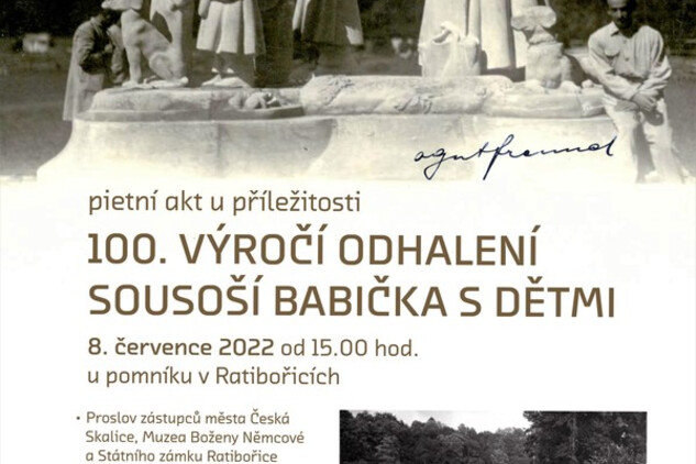 Plakát 100. výročí odhalení sousoší Babička s dětmi