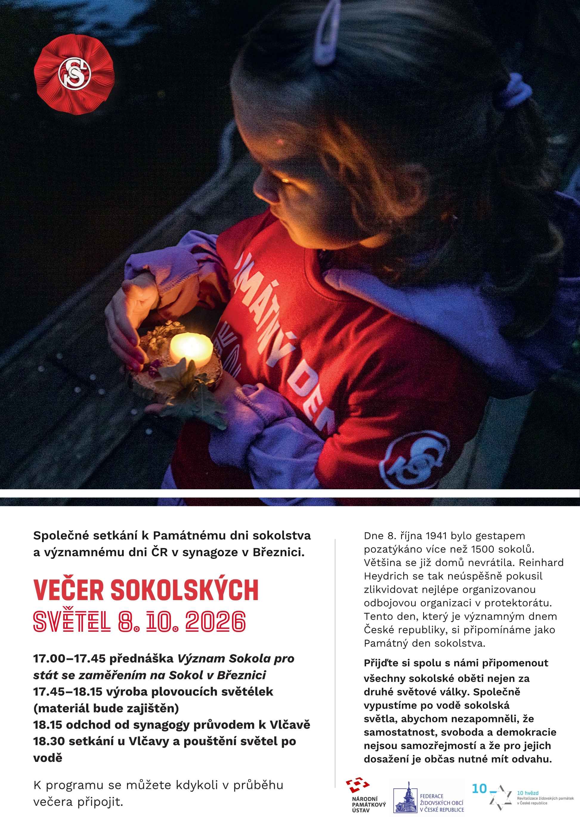 Večer sokolských světel – setkání k Památnému dni sokolstva a výzamnému dni ČR – synagoga Březnice