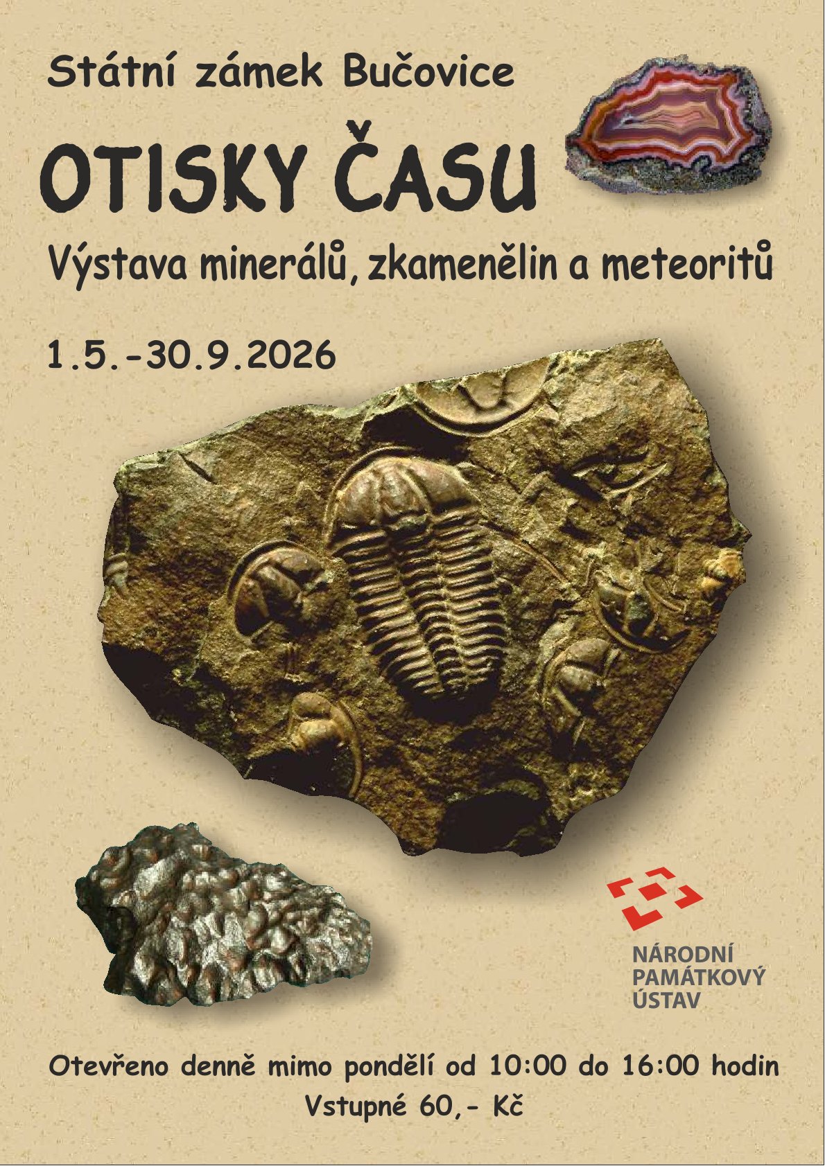 Otisky času – výstava minerálů, zkamenělin a meteoritů na zámku Bučovice