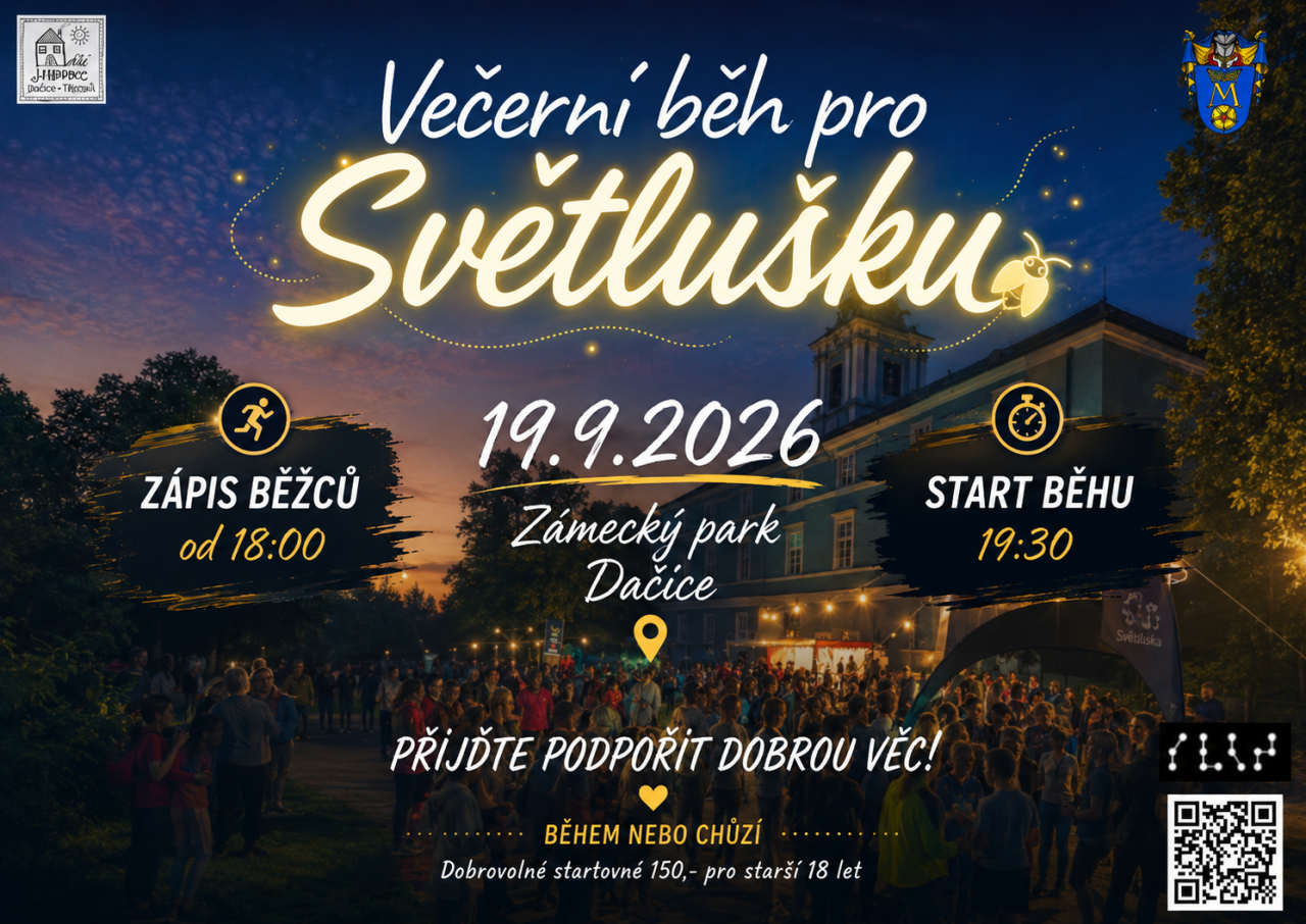 Večerní běh pro světlušku v dačickém zámeckém parku