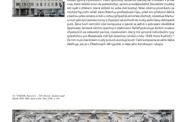 Ukázka z knihy Oslava všedního dne. Architektonická plastika s atributy práce, dopravy, obchodu a peněžnictví