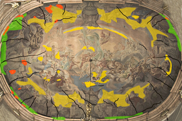 Colloredo-Mansfeldský palác, mapování poškození malby