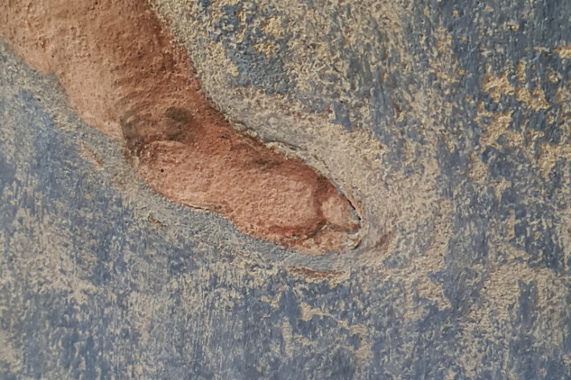 Colloredo-Mansfeldský palác, detail malby, původní modrá barva pod přemalbami