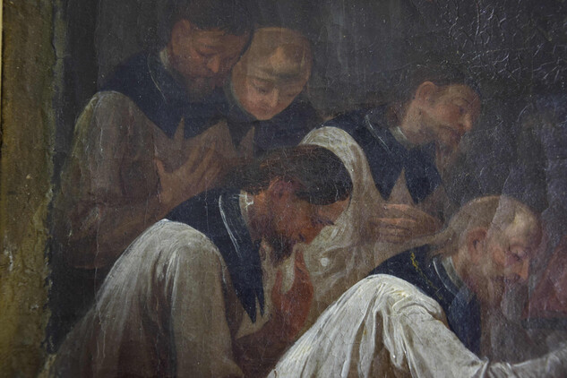 Darování privilegií mikulovské kapitule Josefem II., detail, před restaurováním