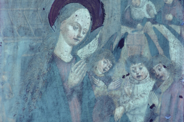 Malba Narození Ježíška, průzkum v ultrafialovém světle | © Hana Vítová