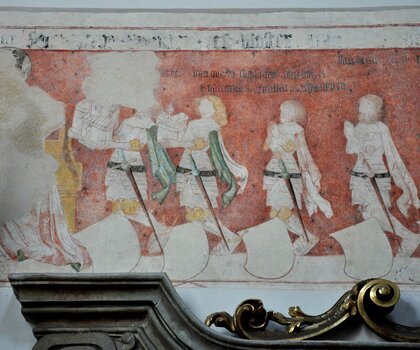 Epitafní nástěnná malba v konventním kostele ve Žďáru nad Sázavou