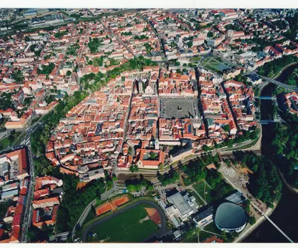 České Budějovice, letecký snímek, foto archiv NPÚ