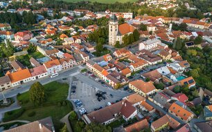 Dačice, letecký snímek, foto město Dačice, 2025