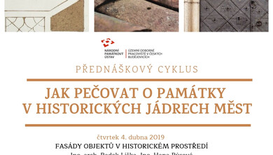 Plakát - přednáškový cyklus Jak pečovat o památky v historických jádrech měst