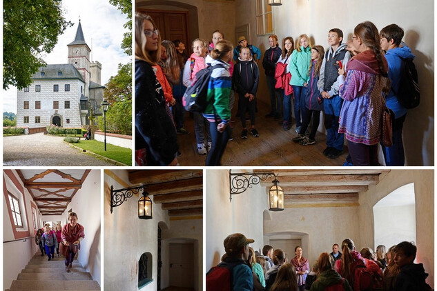 Hrad Rožmberk. Jeřáby táhnou na Jakobínku, vzdělávací program. Foto J. Sajtlová.