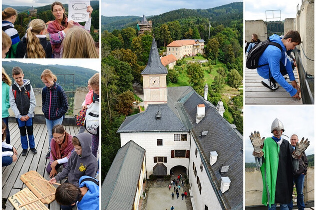 Hrad Rožmberk. Jeřáby táhnou na Jakobínku, vzdělávací program. Foto J. Sajtlová.