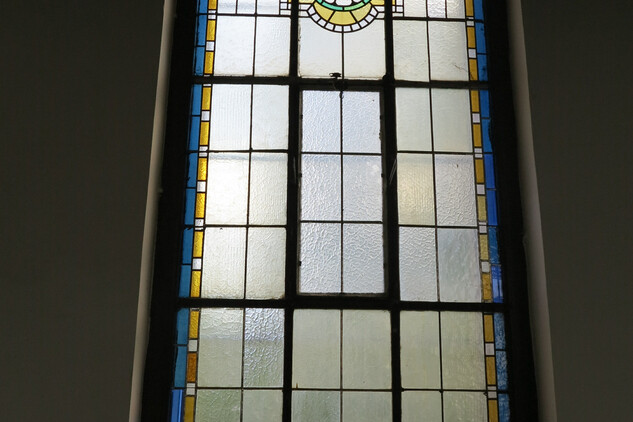 Evangelický kostel s farou, Kraslice, vitrážové okno v severovýchodní stěně lodi | © Fotosbírka NPÚ, ÚOP v Lokti