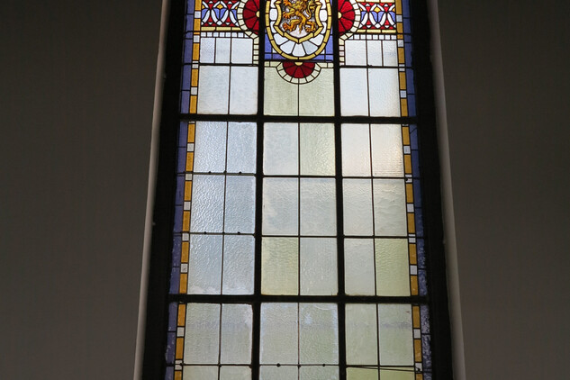 Evangelický kostel s farou, Kraslice, vitrážové okno v severovýchodní stěně lodi | © Fotosbírka NPÚ, ÚOP v Lokti