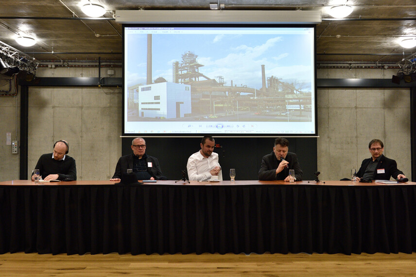 Zleva: Ulf Ingemar Gustafsson - Riksantikvaren, Ing. arch. Josef Pleskot, Ing. Petr Koudela - DOV, doc. Miloš Matěj - MCPD v Ostravě, Mgr. Michal Zezula - ředitel NPÚ, ÚOP v Ostravě