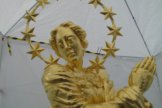 Morový sloup v Letohradě - socha Panny Marie po obnově