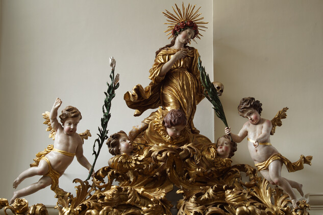 Nástavec se sochou sv. Rozálie z oltáře sv. Barbory, po restaurování, foto: Milan Krištof