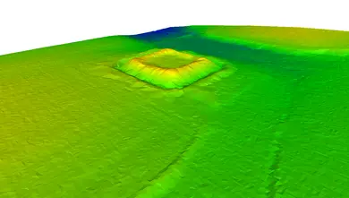 Opevnění u Stráže na Tachovsku, výškopisný model terénu, pohled od jihozápadu, zdroj: Národní památkový ústav