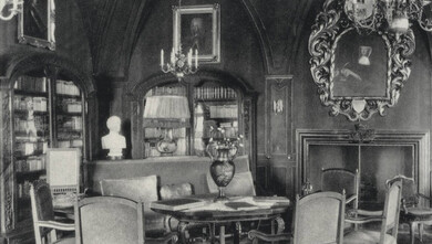 Zámek Zelená Hora, knihovna, 30. léta 20. století, foto: archiv L. Krčmáře