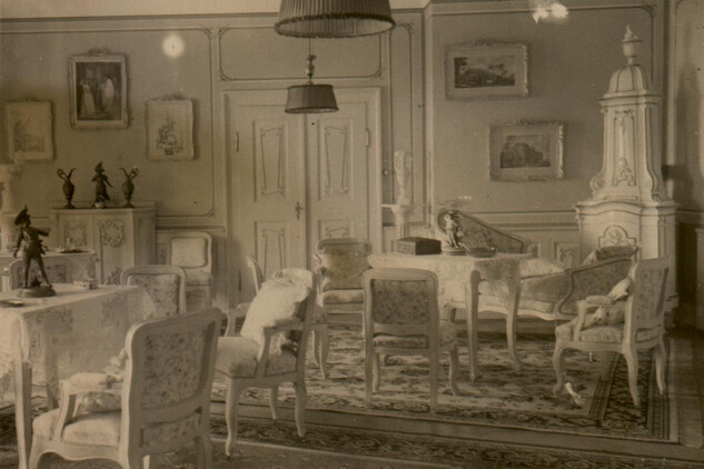 Zámek Zelená Hora, rokokový salón, 1932, foto: archiv L. Krčmáře