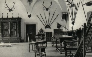 Zámek Zelená Hora, rytířský sál, 1935, foto: archiv L. Krčmáře