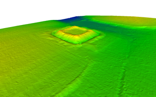Opevnění u Stráže na Tachovsku, výškopisný model terénu, pohled od jihozápadu, zdroj: Národní památkový ústav