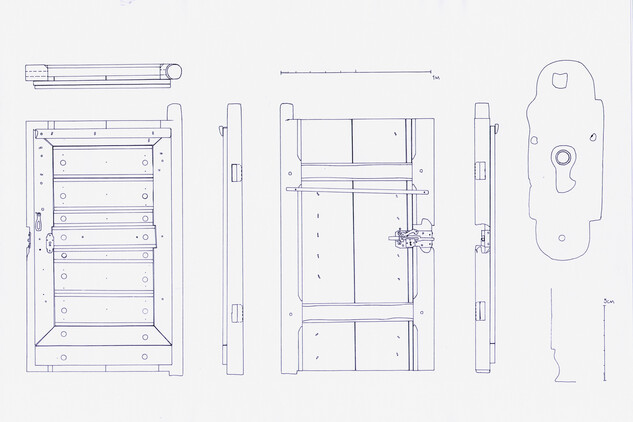 Ukázka zpracování dokumentace historických výplní otvorů - sroubek - dveře - zakreslení dveří a detailů
