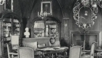 Zámek Zelená Hora, knihovna, 30. léta 20. století, foto: archiv L. Krčmáře