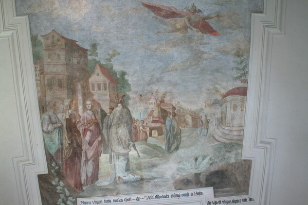 Horažďovice, nástropní malba Merkur a Hersé v zámecké věži po restaurování (zdroj: archiv pracoviště)