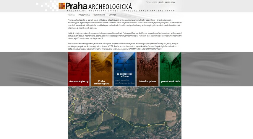 Homepage webu Praha archeologická