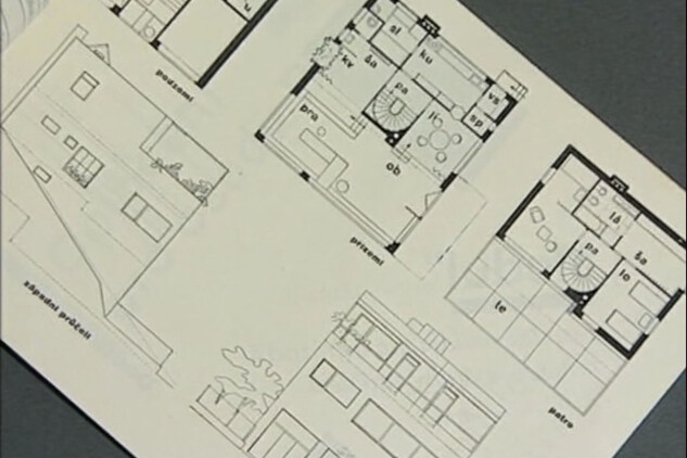 Plány Janákovy vily v oficiálním katalogu Výstava bydlení: Stavba osady Baba, 1932 (dokument ČT Deset století architektury, 1997)