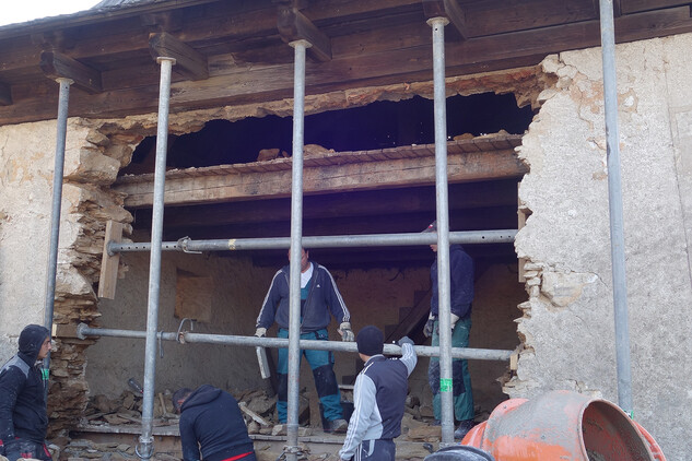 Špýchar v Prostředkovicích, vyzdění severní zdi