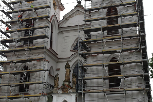Kostela Narození Panny Marie v Želivě - během obnovy