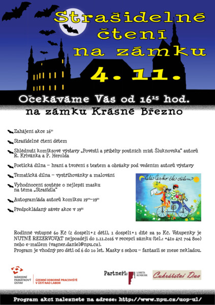 Strašidelné čtení na zámku Krásné Březno 4.11.2016 - tisk A3 Strašidelné čtení na zámku Krásné Březno 4.11.2016 - tisk A3