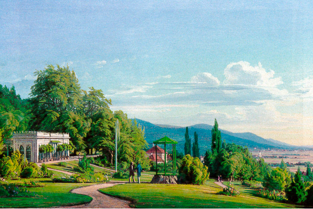 Jezeří – Dolní park – parter před skleníkem – 1842.