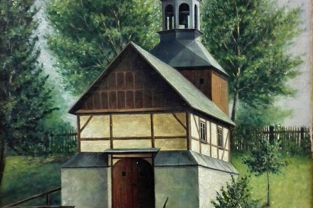 kaple sv. Jana Nepomuckého se zvonicí na dobové malbě