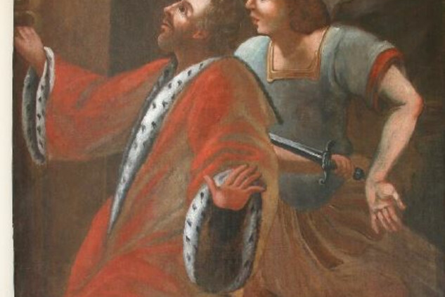 Obraz "Zavraždění svatého Václava" po restaurování